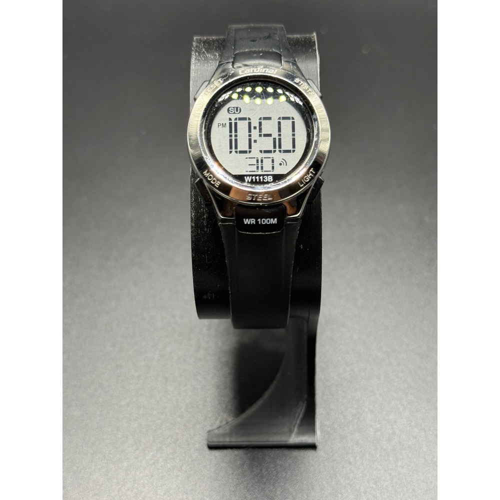 Cardinal W1113B Digital Sport Watch Steel Back WR100M New Battery Working